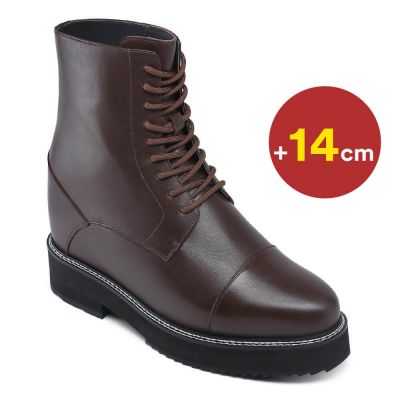 Botas Hombre Tacon Alto - Zapatos Con Tacones Para Hombres - Botas altas marrones 14 CM