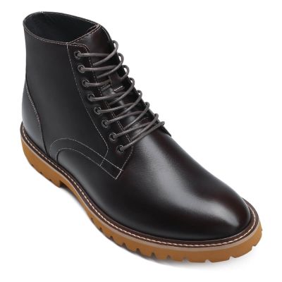 Botas Con Alzas Hombre - Zapatos Para Hombre Que Aumentan Estatura - Botas Piel Café 7 CM