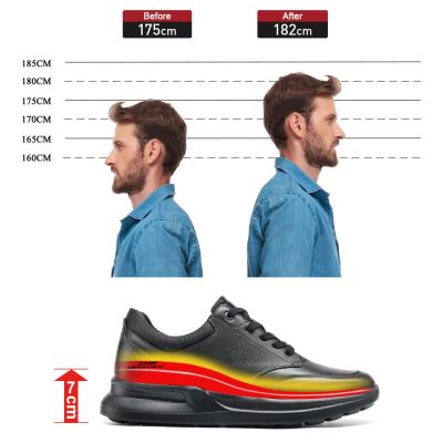 zapatos de hombre altos - zapatos para ser mas alto hombres - Zapatillas casual negras para hombres 7 CM