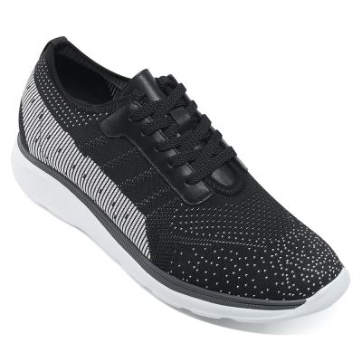 zapatos de hombre con alzas - Zapatillas deportivas casuales de punto negro 6cm