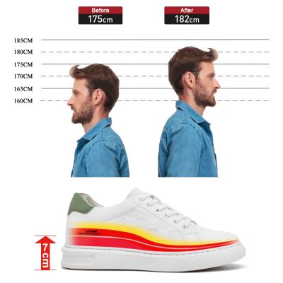 Zapatillas Con Alzas - Zapatos Con Plataforma Hombre - Zapatillas Casual Blancas 7cm