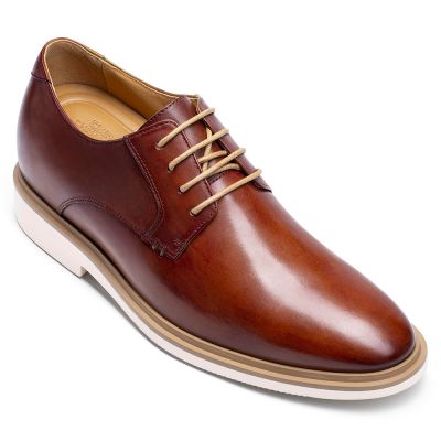 zapatos con alzas - zapatos de vestir hombre altos - zapatos marrones derby hombre 7CM