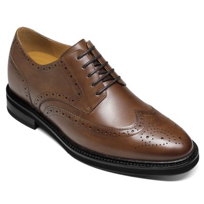 Zapatos Con Alzas Para Hombre - Marrón Piel De Vacuno Zapatos De Vestir Hombre 7 CM Más Alto 