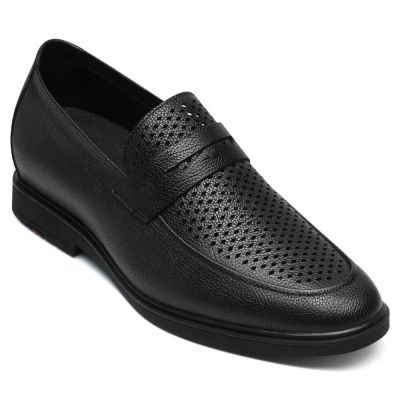 Zapatos Formales Con Alzador Sin Cordones - Cuero De Vaca Negro Zapatos De Hombre Con Alzas 5 CM Más Alto 