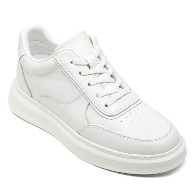 Zapatillas Con Alzas - Calzado Con Alzas - Zapatillas Casual Piel Blanca 6cm