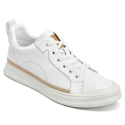 Zapatos De Hombre Con Alzas - Zapatos Con Tacon Para Hombre De Piel Blanca 5CM