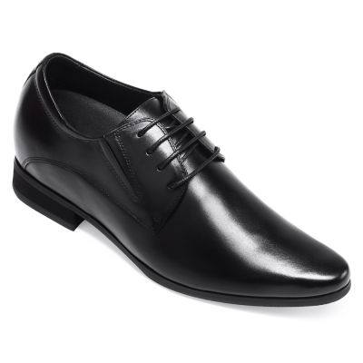 vegan elevator shoes for men - black height increasing vegan derby shoes 8cm / 3.15 Inches