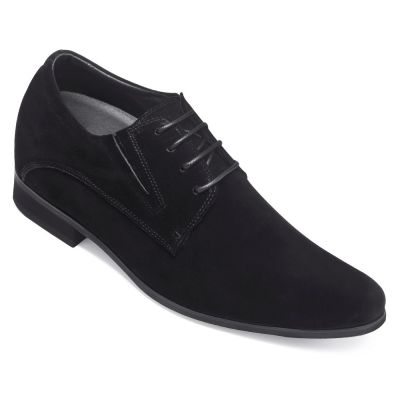 Zapatos de gamuza de aumento de altura Chamaripa Zapatos de vestir de hombre de tacón alto negro oculto 8 CM / 3.15 pulgadas