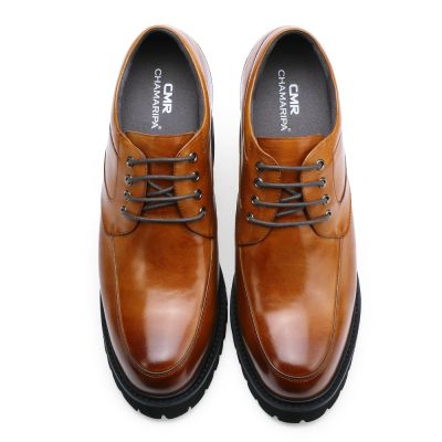 Zapatos que aumentan la estatura - zapatos marrónes de cuero para hombre - 13 CM Más Alto