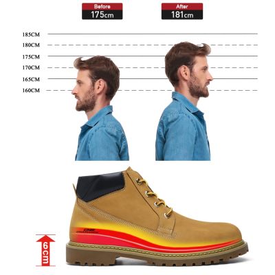 zapatos alzas hombre - Botas para caminar casuales para hombre marrones al aire libre 6cm