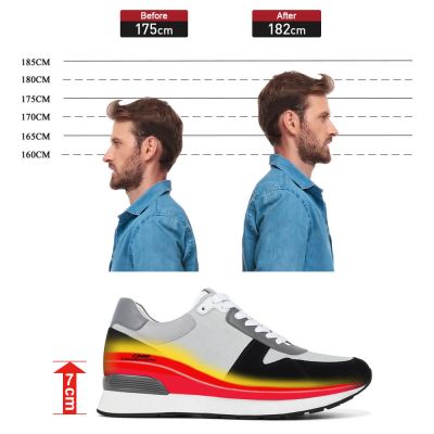 Zapatos De Hombre Con Alzas - Deportivas Con Tacon Oculto De Ante Grises 7 CM Más Alto 