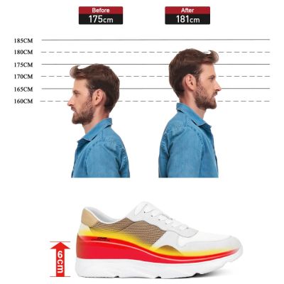 Zapatos Con Tacon Hombre Casuales - Zapatos Con Alza Para Hombre De Cuero De Ante Marrón Amarillo 6 CM