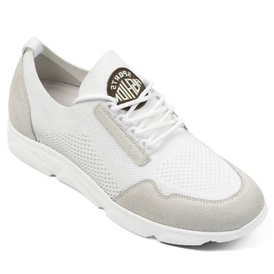 Zapatos Con Tacon Hombre - Calzado Con Alzas De Punto Blancos 6 CM