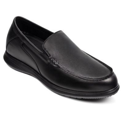 zapatos con alzas hombre - Mocasines con alza hechos a mano en piel de becerro premium negra 7CM