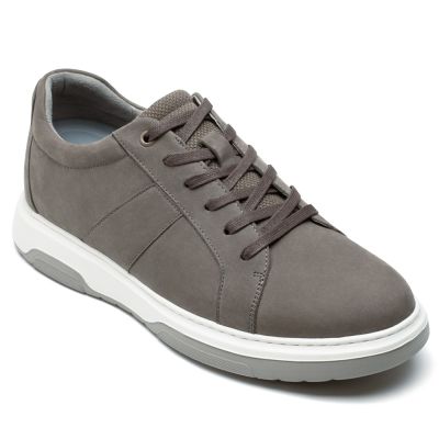 zapatos hombre altos - Zapatos casuales de hombre con alza de altura en piel nobuck gris 7CM