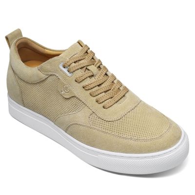 Zapatos De Altura Para Hombres - Zapatos Con Alzas De Cuero Transpirable Amarillo Claro 5 CM