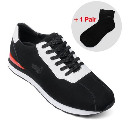 zapatos con alzas para hombre - Zapatillas de ante negras para hombre 5.5 CM