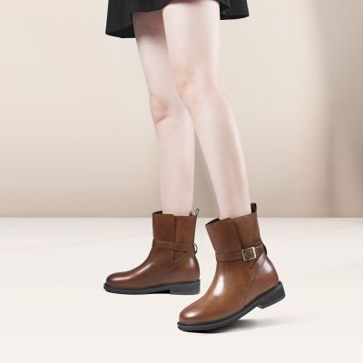 Zapatos Chamaripa - Zapatillas Con Alzas Mujer - Botas Piel Marron 6 CM