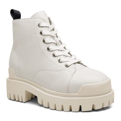 alzas para zapatos mujer - botas mujer tacon alto - Cuero de vaca blanco calzado con alzas 8CM