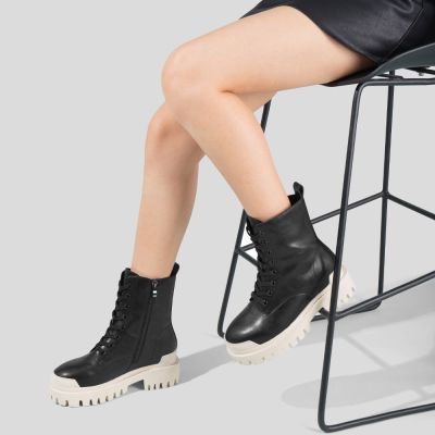 Zapatos Con Alzas Mujer - Botas Mujer Tacon Alto - Cuero Vacuno Negro Zapatos Con Alzas De 8 CM