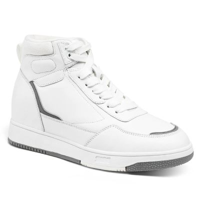 Height Increasing Shoes For Ladies - Elevator Shoes Sneakers Women's - White High Top Sneakers 6 CM / 2.36 Inches