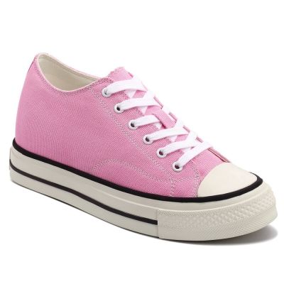 alzas para zapatos mujer - zapatos de lona rosa casual de 6cm