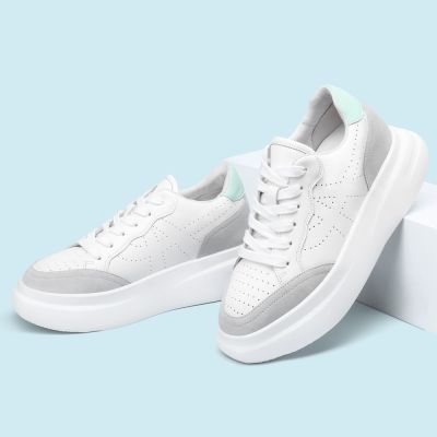 zapatillas con alzas mujer - zapatos con alzas mujer - zapatos con alzas de cuero blanco para mujer 7 CM