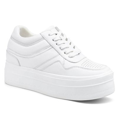 zapatillas con alzas mujer - zapatos con alza - Deportivas Cuña Blancas 8 CM