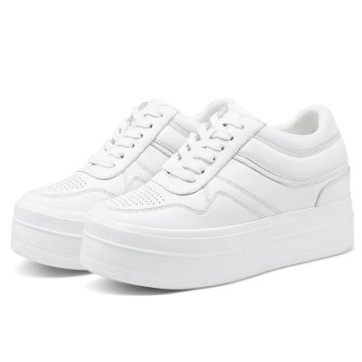 zapatillas con alzas mujer - zapatos con alza - Deportivas Cuña Blancas 8 CM