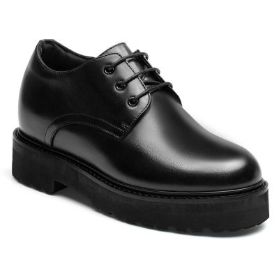 Zapatos De Tacon Alto Para Mujer - Zapatos Con Alzas De Piel De Becerro Negros 8 CM