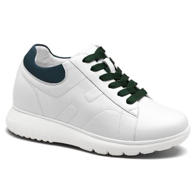 Zapatillas Con Alzas Mujer - Cuero De Vaca Blanco Zapatos Con Alzas 7cm